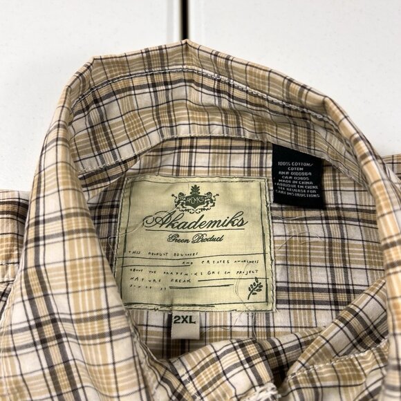 Akademiks Plaid Button Down Short Sleeve Shirt Brown Men’s Size XXL - Picture 3 of 6
